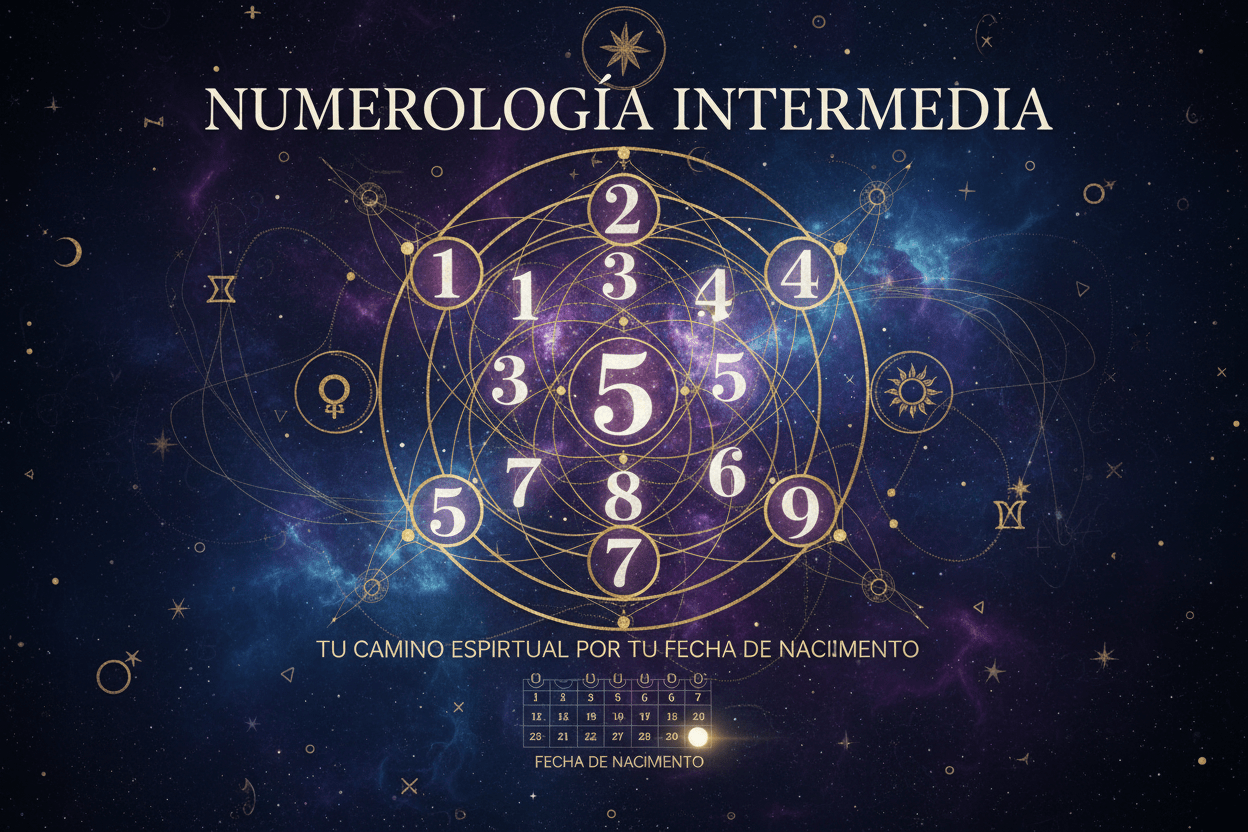 Representación simbólica de numerología intermedia para analizar ciclos de vida y energía personal en Chile